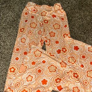 Women’s Floral Orange Flared Leggings